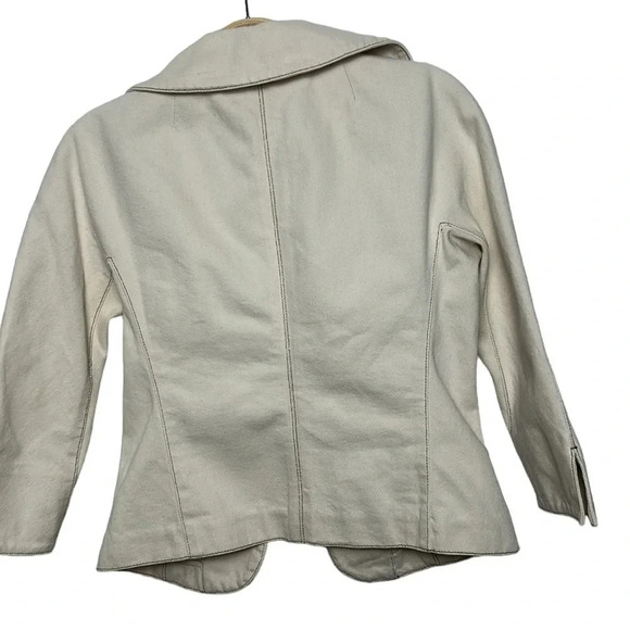 DVF Jean jacket,blazer,fitted,cropped,tie ribbon,cream color,cotton,stylish EC - Picture 12 of 13